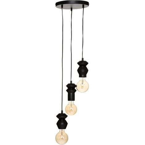 Suspension 3 Lampes en Métal et Pin 25x95cm - SILUMEN (1/3)