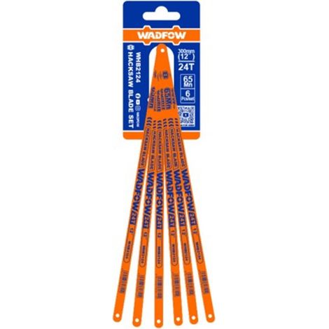 Lames de scie WADFOW 300 mm 24 TPI (6 pièces), acier 65 Mn, coupe précise et durable (1/4)