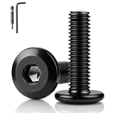 20 Pièces Vis M8 Tete Plate Noire Boulon M8x20 mm Vis Inox A2 V2A Hexagonales Boulon Noir Convient aux Machines et Manuelles avc Clés Allen et Drill Bit (1/5)