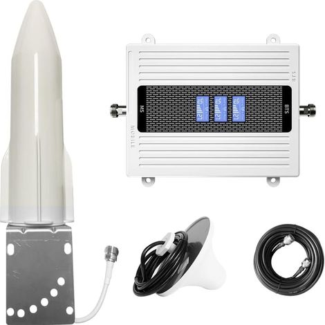 Amplificatore di segnale a tre bande di frequenza da 70 dB, ampia copertura, amplificatori ad alto guadagno, display LCD con indicatore LED (1/5)