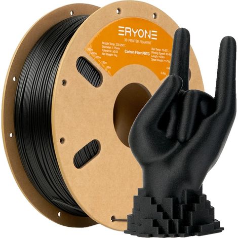 Filamento per stampa 3D, PETG effetto fibra di carbonio, resistente e di precisione, nero, 10 kg (1/2)