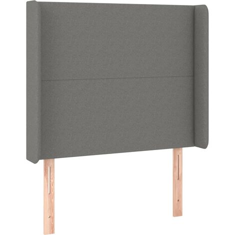 Testiera Testata del letto ad Orecchio Grigio Scuro 93x16x118/128 cm in Tessuto (1/4)