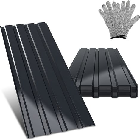 24x Lamiere profilate ondulate per rivestimento pareti e tetto di casetta da giardino, grigio, 115 cm x 45 cm = 12 m² (1/5)
