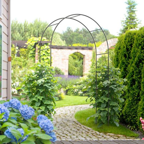 Arche de jardin en métal pour plantes grimpantes, noire, 140 x 40 x 240 cm