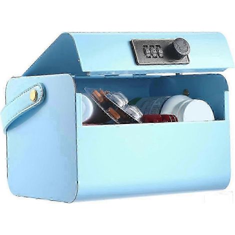 Tirelire pour enfants de 5 à 12 ans, coffre-fort portable avec code, petite boîte à monnaie avec cadenas à combinaison, bleue 2025 (1/5)