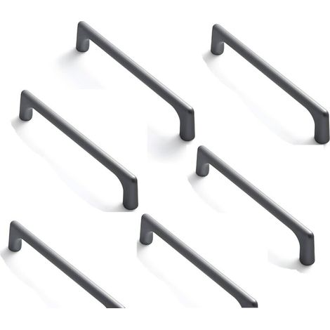 6 pcs Poignée Meuble Poignée d'armoire de cuisine poignée de placard 128mm Gris. Poignées d'armoires de cuisine foncé Alliage de zinc moderne avec vis Pratique et pratique (1/5)