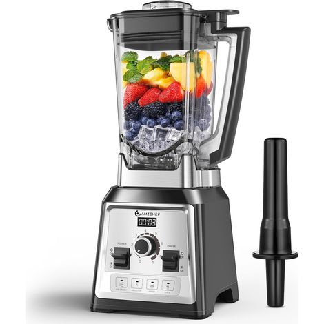 AMZCHEF Frullatore da 2000 Watt, 2 litri, frullatore potente con 8 velocità regolabili e 4 programmi preliminari per ghiaccio tritato, frullati, frullatore per carne, senza BPA (1/5)