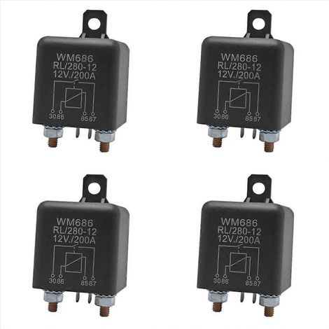 Relé aislador de batería 4X 12V 4 pines WM686, relé normalmente abierto RL/280 200A para interruptor de arranque/parada de automóvil (1/5)