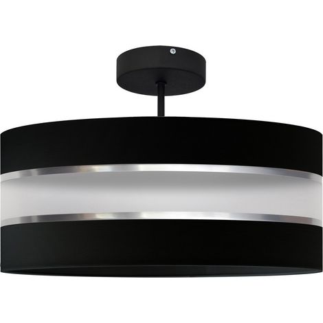 Helam HELEN Plafonnier Suspension Cylindrique Noir, Argent 40cm