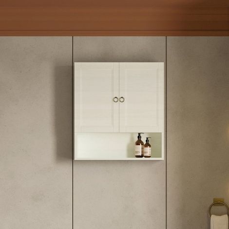 Pensile 2 Portes Et Espace Ouvert Blanc Décapé Toscana