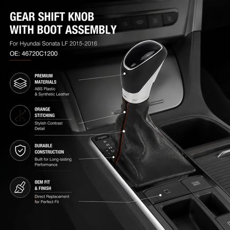 Pomello del cambio automatico Toivize per Hyundai Sonata LF 2015-2016, rivestimento in similpelle e ABS, design elegante, codice articolo 46720C1200 (1/5)