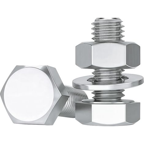 Vis M10 Boulons Et écrous, 10 Pièces M10 X 20mm Boulons à Six Pans Avec écrous et Rondelles Assortiment Acier Inoxydable A2 V2A Vis Inox Set DIN933 / DIN934 / DIN125 (1/5)