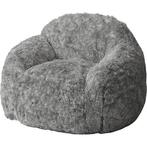 Fauteuil poire géant ultra doux pour adultes – Rembourré de mousse, fausse fourrure – Avec accoudoirs, housse amovible lavable – Idéal chambre, salon, lecture, gaming – Noir, 94×96×65cm (1/5)