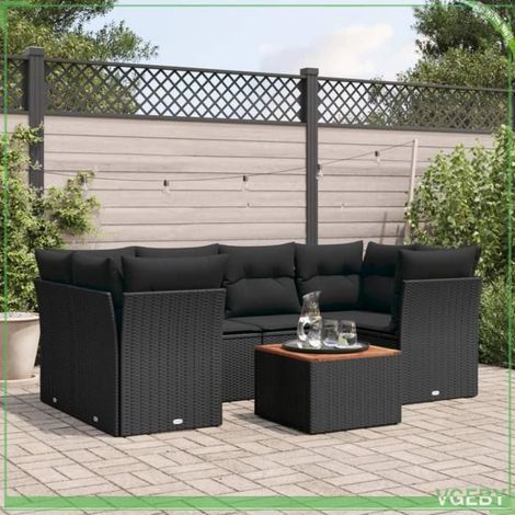 Salon de jardin - 3255824 - Résine tressée noir - Coussins déhoussables - Rangement étanche (1/5)