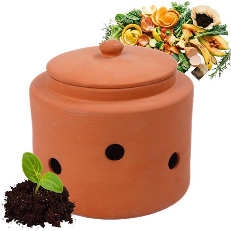 Vermicomposteur à enterrer, 5 L, bac à vers pour déchets de Cuisine, Couvercle, Jardin (1/5)