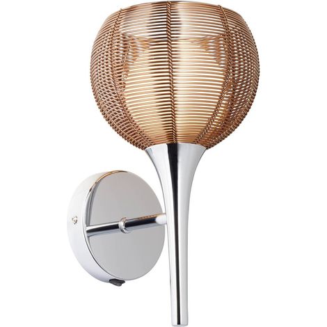 BRILLIANT Lampe Relax Wandleuchte Schalter bronze/chrom  1x QT14, G9, 33W, geeignet für Stiftsockellampen nicht enthalten  Mit Kippschalter  Für LED-Leuchtmittel geeignet