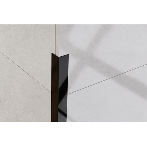 L-Eckprofil aus Edelstahl 2cm x 270cm - Glänzendes Schwarz