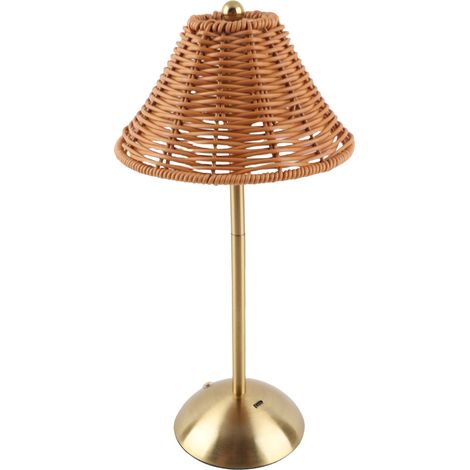 Fockety Kabellose Boho-Rattan-Tischlampe, wiederaufladbares dimmbares LED-Licht mit 3 Farbtemperatureinstellungen, für Nachttisch, Schreibtisch, Esstisch, Wohnzimmer (1/5)