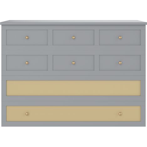 Schrankbett 140 x 200 cm aus MDF in Grau mit Schublade, Regal, USB und Steckdose (1/5)