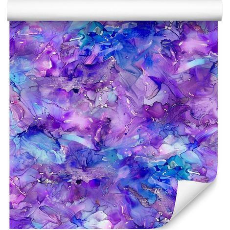 Papel pintado tinta violeta, lavanda, azul y azul celeste 50x1000 cm (1/5)