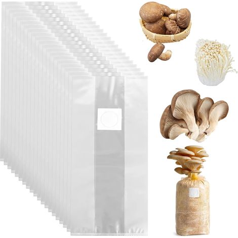 Lot de 40 Sacs de Culture de Champignons : 32 x 50 cm, Avec Filtre, Pour Plantation Horticole (1/5)