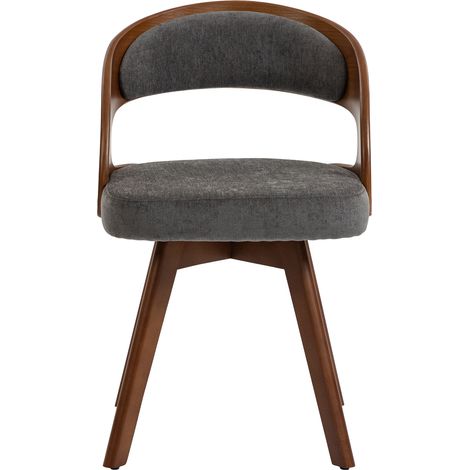 Set de 2 sillas de comedor giratorias 360° en lino gris con estructura de madera de haya (1/5)