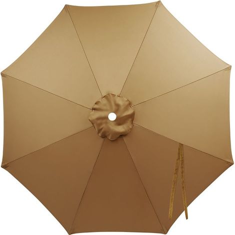 Toile de rechange pour parasol extérieur – 270 cm, imperméable & anti-UV, couleur kaki, 8 baleines (1/5)