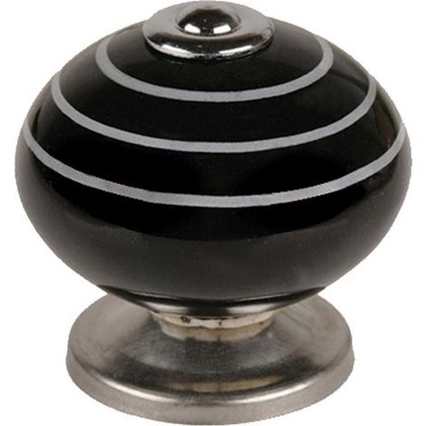 Lot 10 Boutons Porcelaine Acier Design Rétro Noir Et Blanc - Reunion Industrial