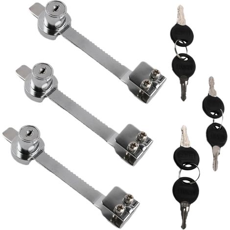 3 Pièces Verrou Porte Coulissante Alliage de Zing, Ohne Loch, Serrure Boite aux Lettres, avec 6 Clé, Réglable Vitrine en Verre Serrures, pour Serrure Placard Vivarium Terrarium Locks Classeur, 27x20mm (1/5)