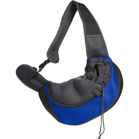 Sac bandoulière pour animaux de compagnie en maille respirante avec bandoulière rembourrée réglable, idéal pour les petits animaux de compagnie, couleur saphir (1/5)