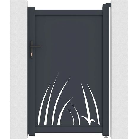 Cancelletto battente in alluminio con motivo vegetale in taglio laser L103 x H166 cm Antracite - BRAMENO