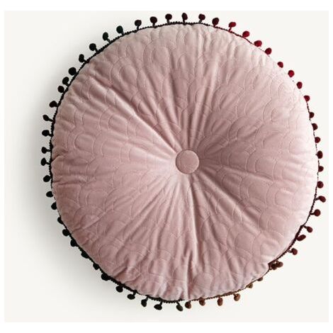 Coussin de Sol Coussin Chaise Style Scandinave, Coussin Rond 40cm Coussins de Jardin Coussin Sol Tatami pour Yoga Méditation Tea Party Balcon Salon Enfant Adultes (40cm,Rose Peau) (1/5)