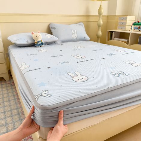 Protège-matelas rafraîchissant drap-housse Lapin étoiles à pois 150x200 cm avec 2 taies d'oreiller 2 kg 150cm 200cm réf 7553 2 kg – Livraison gratuite