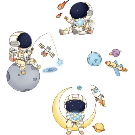 Autocollants muraux décoratifs Totority Astronaute (1/5)