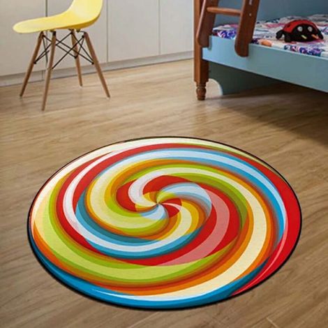 Tapis Rond Anti-dérapant - Tapis De Sol Cuisine Salle De Bain - 80 Cm - En Fibre Polyester Avec Fond En Plastique Non-tissé - 1 Pièce (1/5)