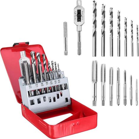 Gewindebohrer-Set, Präzisions-Gewindeschneidwerkzeug, 15 x 11 x 3,4 cm, Stahlkonstruktion, kompatibel mit elektrischen Bohrmaschinen (1/5)