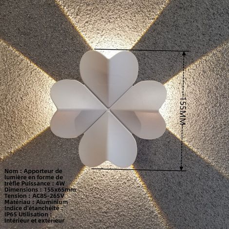 Wasserdichte Außenwandlampe IP65, Moderne Wandbeleuchtung im Design eines vierblättrigen Kleeblatts, Dekorative Beleuchtung für Garten, Hof, Flur und Balkon, LED 4W Neutralweiß 4000K-lsw