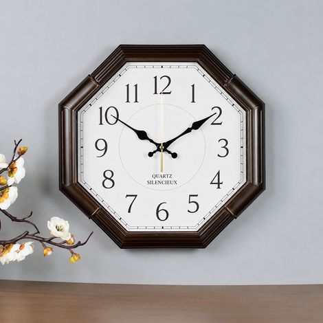 Horloge murale octogonale fond blanc 30 cm style chinois moderne réf 8975 600 g – Livraison gratuite