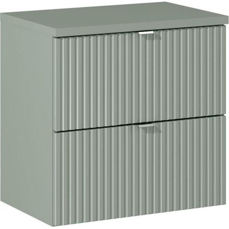 Meuble sous vasque 60 cm + plateau - A tiroirs - Vert Roseau - Livraison gratuite