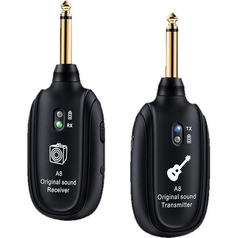 Système sans fil pour guitare A8 avec batterie au lithium rechargeable intégrée, émetteur/récepteur audio sans fil UHF pour guitare acoustique, basse, violon, clavier et instruments électriques