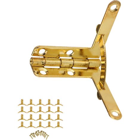 Charnière à ressort 90° dorée, lot de 20 supports d'angle pour couvercle en bois, boîte à bijoux, écrin à montre, coffret à vin (1/5)