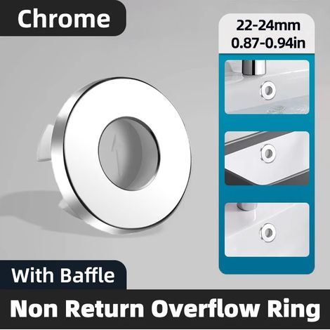 (Chrome)Bathroom Faucet Sink Overflow Cover Brass Anti Backflow Baffle Decorative Washbasin Drain Plug Overflow Hole Plug Deodorant (1/4)