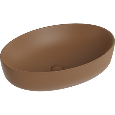 Lavabo d'appoggio ovale in ceramica da 60x40 cm marrone - Serie Nature (1/3)