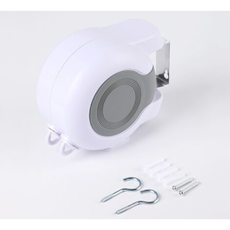 Étendoir à linge mural d'extérieur extensible de 13 m avec 2 fils inclus, idéal pour la salle de bain, le balcon, le jardin, l'intérieur et les voyages. (1/5)