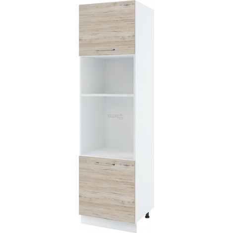 Colonne de cuisine pour micro-onde et four encastrable Bellissi Noyer Blanchi 2 portes L 60 cm