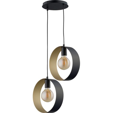 Suspension Happy moderne noir/or double 2xE27 Sigma
