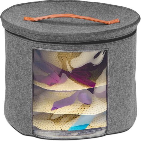 Hat Storage Box with Lids, Large Round Hat Storage Bag for Women (1/4)