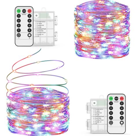 Guirlande Lumineuse à Piles 2  10M/200 LED, Guirlande Led, Imperméable IP65 Étanche, Décoration Intérieur et Extérieur en Noël, Nouvel An, Mariage, Soirée, Guirlande Noël (2 pack) (1/5)
