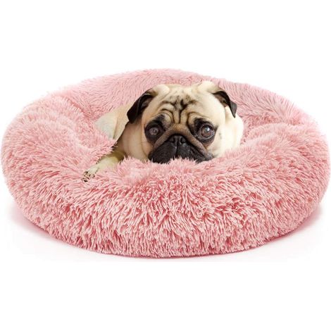 Lit pour chien pour petits et moyens chiens surdimensionnés Anti-anxiété calmant lit orthopédique en fausse fourrure (1/2)