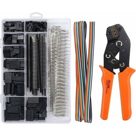 Dupont Pince à Sertir à Cliquet SN-28B Pinces avec Dupont Homme Femme épingle Kit de Connecteurs Broche 2.54mm Embouts Assortis Câble Plat à Douille Outil de Sertissage (1/5)